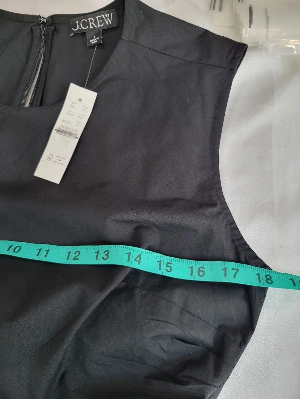 J Crew Ruched midi dress in stretch cotton-blend poplin CV542 Size 8 NEW Black